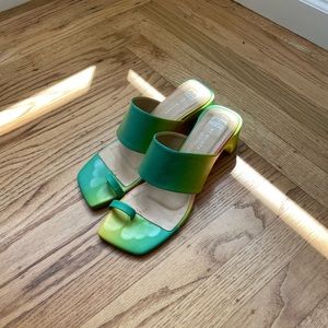 Miista Malia Gradient Green Block Heel Sandals Size 39 (US 8.5)